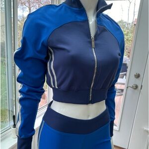 Bebe Sport 2pc Tracksuit Sz M in two tone blue with Silver accents